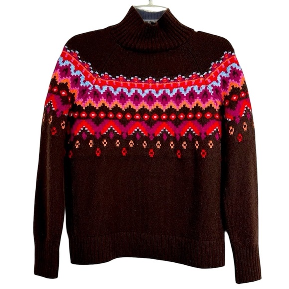 Lou & Grey Fair Isle Mock Neck Crop Sweater Women’s Size XS - Picture 7 of 7